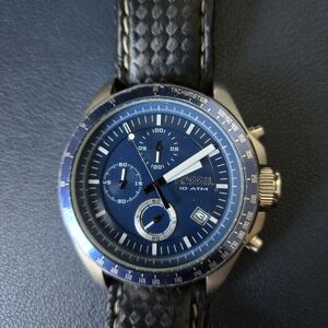 Fossil Men's Blue Chronograph Watch And Tommy Hilfigure